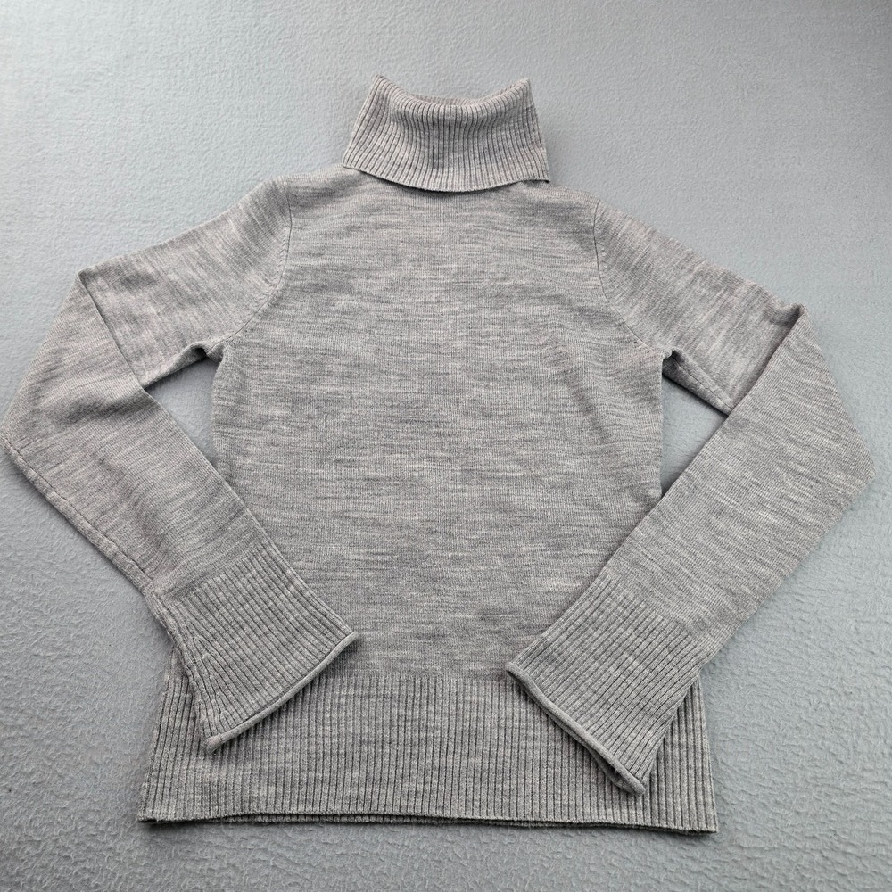 Take Out Sweater Women Large Gray Heather Knitted Ribbed Hem Turtleneck Pullover